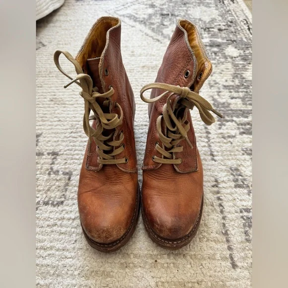 Frye Sabrina 6G Lace Up Boots in Saddle Cognac - Picture 2 of 8